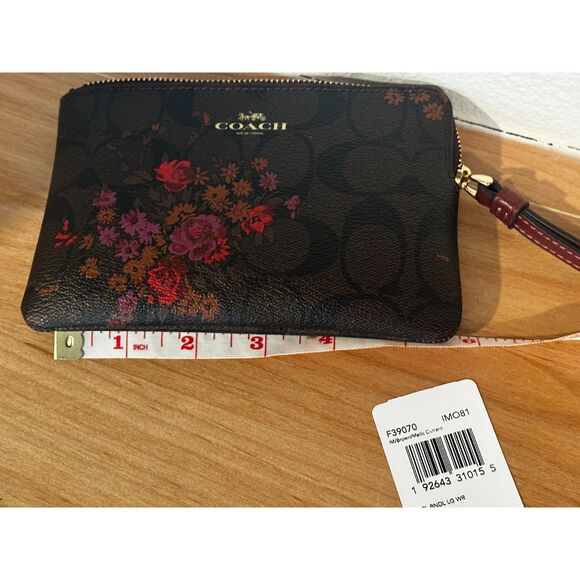 Coach Corner Zip Wristlet In Signature Canvas With Pop Floral Print NWT - Picture 4 of 5